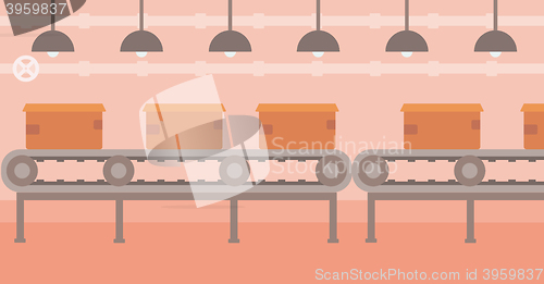 Image of Background of conveyor belt with cardboard boxes.