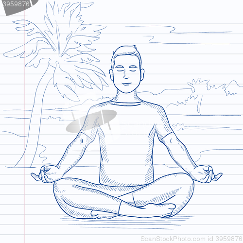 Image of Man meditating in lotus pose.