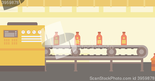 Image of Background of conveyor belt with bottles.