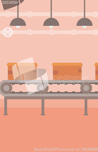 Image of Background of conveyor belt with cardboard boxes.