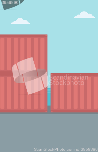 Image of Background of shipping containers in port.