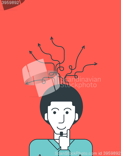 Image of Concentrated businessman thinking.