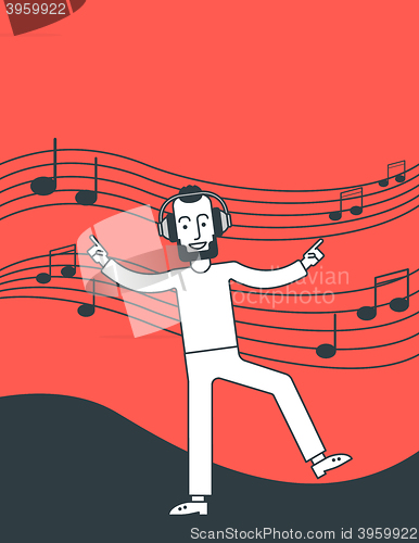 Image of Man listening to music and dancing.