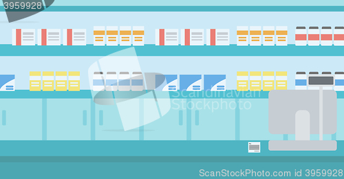 Image of Background of pharmacy with cash box.