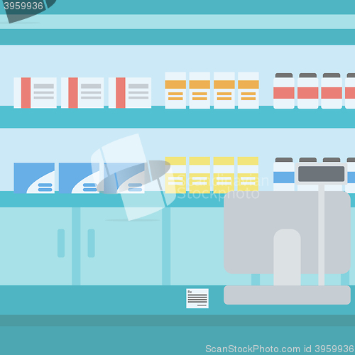 Image of Background of pharmacy with cash box.