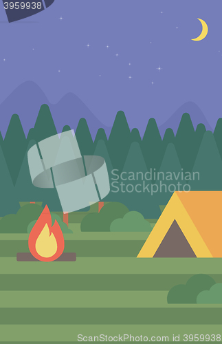 Image of Background of camping site with tent.