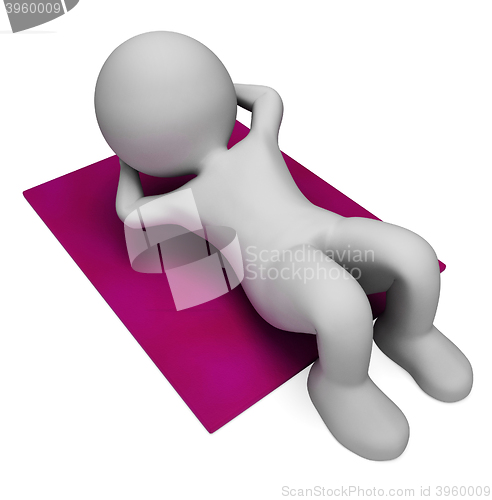 Image of Sit Ups Indicates Abdominal Crunch And Crunches 3d Rendering