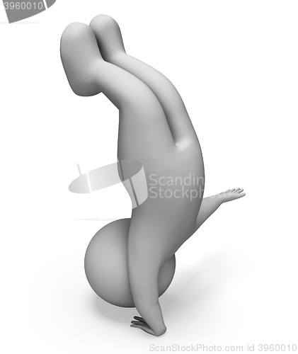 Image of Gymnastics Character Shows Physical Activity And Acrobat 3d Rend