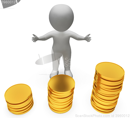 Image of Money Coins Represents Investment Wealthy And Savings 3d Renderi