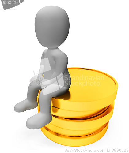 Image of Savings Finance Shows Accounting Earn And Cash 3d Rendering