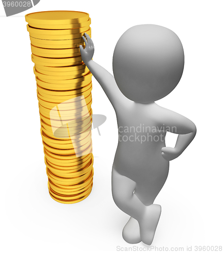 Image of Character Finance Indicates Figures Money And Wealth 3d Renderin