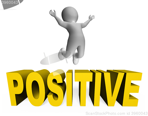 Image of Positive Character Shows Jump Illustration And Man 3d Rendering