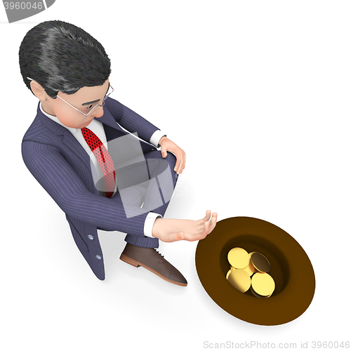 Image of Businessman Begging Shows Give Commercial And Famine 3d Renderin