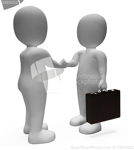 Image of Handshake Businessmen Shows Deal Illustration And Contract 3d Re
