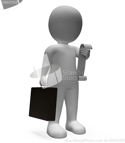 Image of Receipt Businessman Means To Do List And Bills 3d Rendering