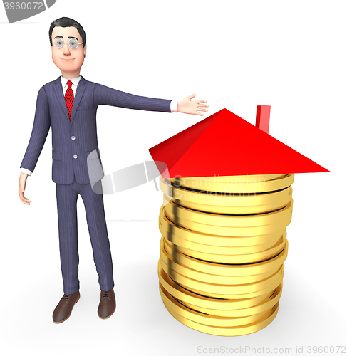 Image of Businessman Money Represents Real Estate And Bank 3d Rendering