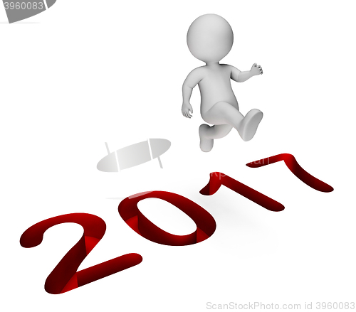 Image of New Year Means Two Thousand Seventeen And Annual 3d Rendering