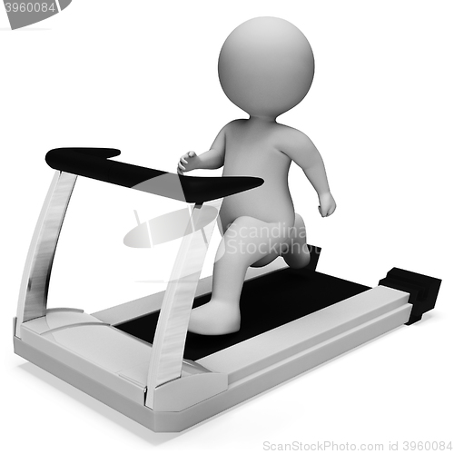 Image of Character Running Represents Get Fit And Exercise 3d Rendering