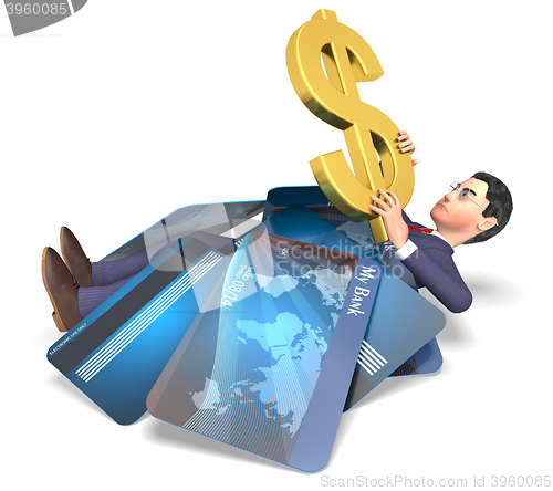 Image of Credit Card Represents United States And Bankrupt 3d Rendering