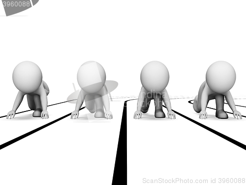 Image of Running Race Means Athletic Jogger And Active 3d Rendering