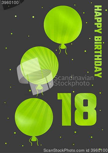 Image of birthday illustration with color ballons