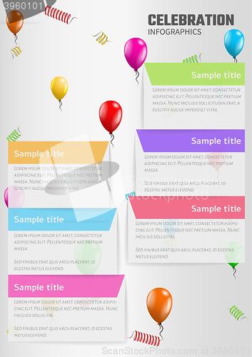Image of celebration infographics with balloons