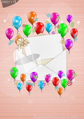 Image of open envelope with balloons