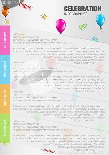 Image of celebration infographics with balloons