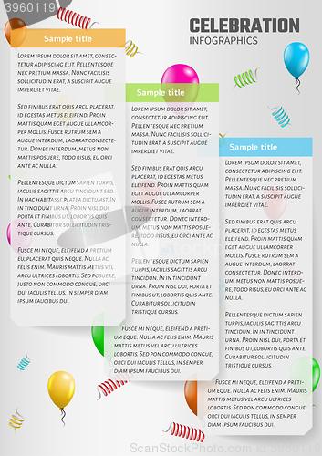 Image of celebration infographics with balloons