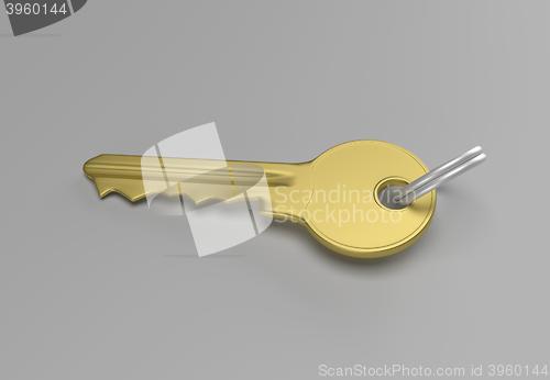 Image of gold key with silver ring