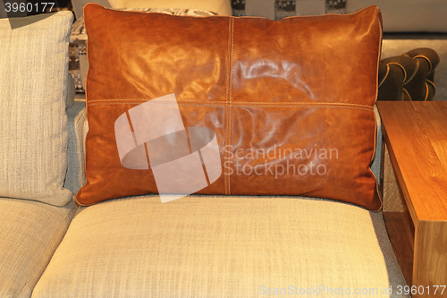 Image of Brown Leather Pillow