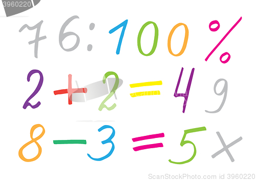 Image of Colorful vector numerals and symbols