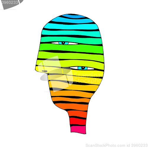 Image of Abstract colorful striped head with two eyes