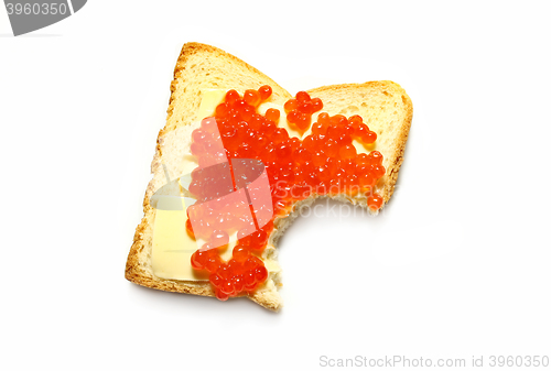 Image of Sandwich with red caviar and butter