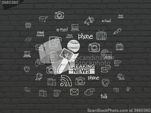 Image of News concept: Breaking News And Microphone on wall background