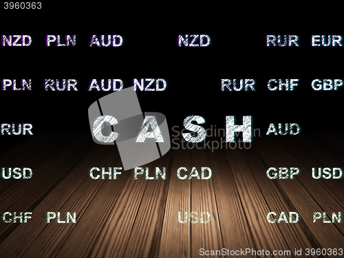 Image of Banking concept: Cash in grunge dark room