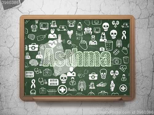 Image of Health concept: Asthma on School board background