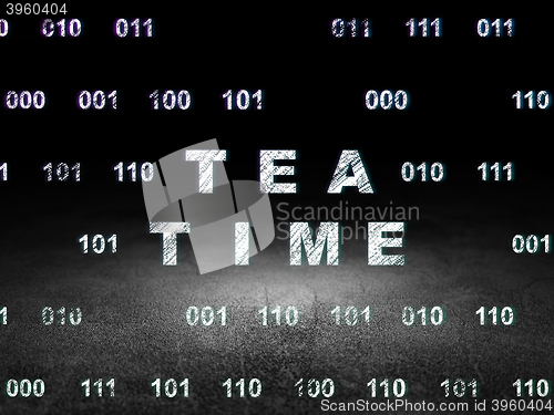 Image of Time concept: Tea Time in grunge dark room