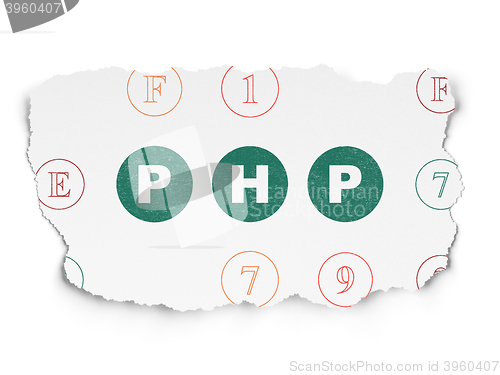 Image of Software concept: Php on Torn Paper background