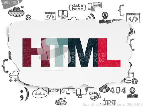 Image of Software concept: Html on Torn Paper background