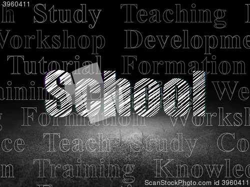 Image of Learning concept: School in grunge dark room