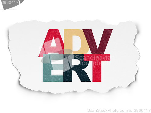 Image of Marketing concept: Advert on Torn Paper background