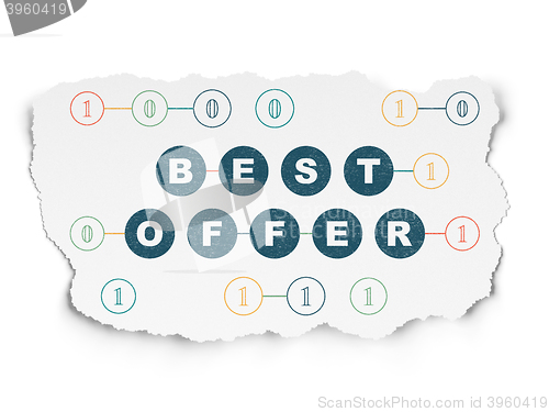 Image of Business concept: Best Offer on Torn Paper background