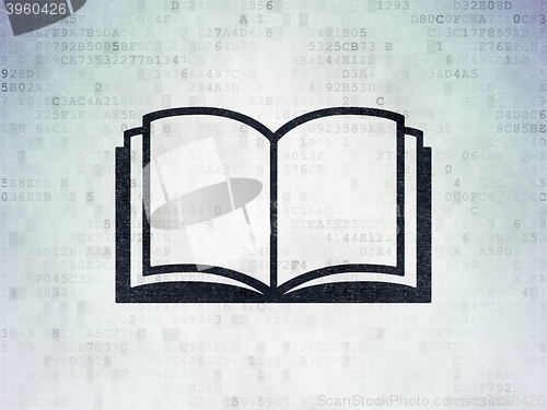 Image of Education concept: Book on Digital Data Paper background