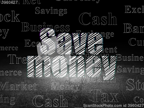 Image of Money concept: Save Money in grunge dark room