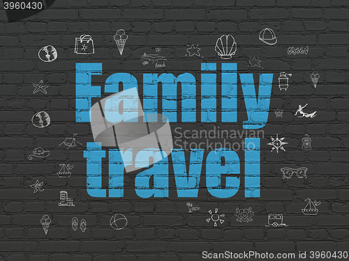 Image of Vacation concept: Family Travel on wall background