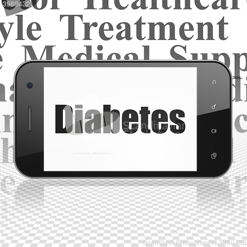 Image of Medicine concept: Smartphone with Diabetes on display