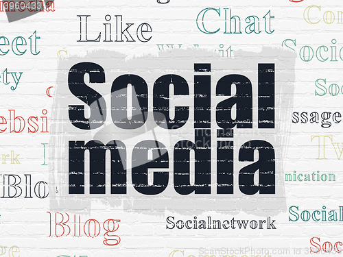 Image of Social network concept: Social Media on wall background