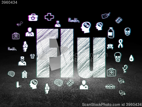 Image of Health concept: Flu in grunge dark room
