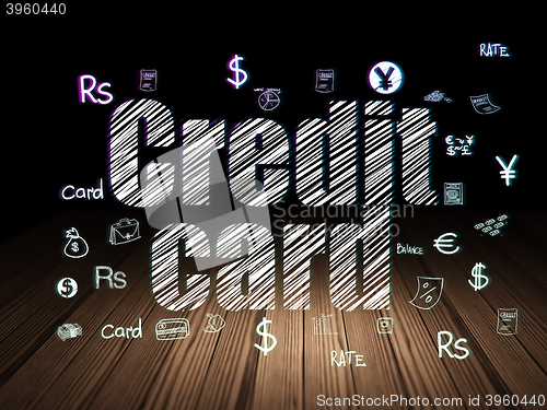 Image of Currency concept: Credit Card in grunge dark room
